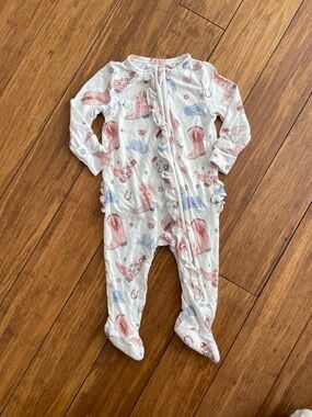 Angel Dear  One-Piece Sleeper with Pink and Blue Cowboy Boot Print